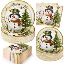 200 Pcs Christmas Plates and Napkins, 9" Christmas Paper Plates Disposable He...