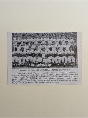 Almendares Blues Team Bob Allison Miguel de la Hoz 1958 Baseball Publication 3X4