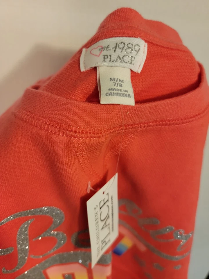 Nwt Girls Childrens Place Short Sleeve Sweatshirt Size M 7/8. (Be Your Best) - Image 2 of 3
