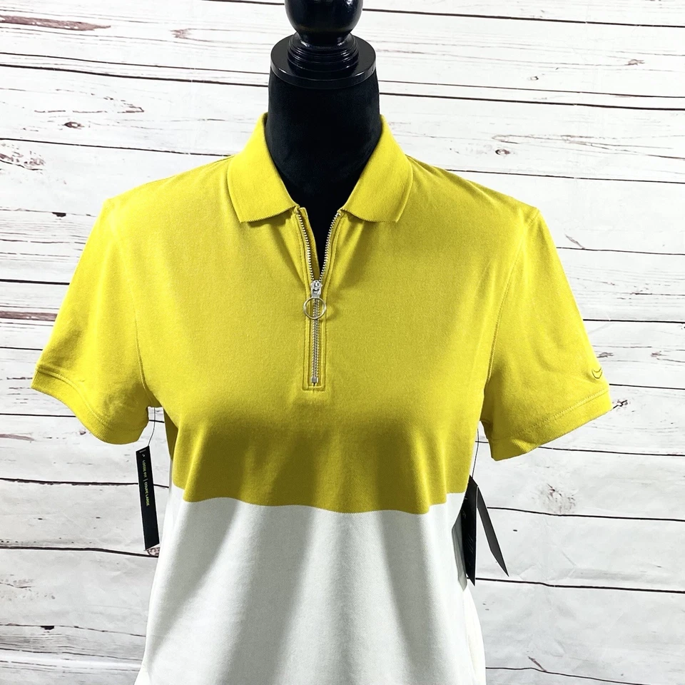 Nike Dri-Fit Amarillo Mujer Golf Polo Blanco Multi BV0186-393 Talla S Nuevo Foto 2 de 4