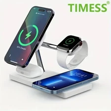 TIMESS-4 In 1 Magnetic Wireless Charging Station With Night Light Lamp