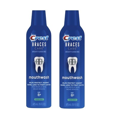 2 Crest Braces Care Anticavity Fluoride Rinse Mouth Wash 16 Fl Oz 01/24 Mint NEW