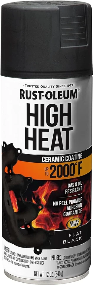 HIGH HEAT Flat Black Automotive Spray Paint Oil Resistant Exhaust Engine Enamel Foto 3 de 4