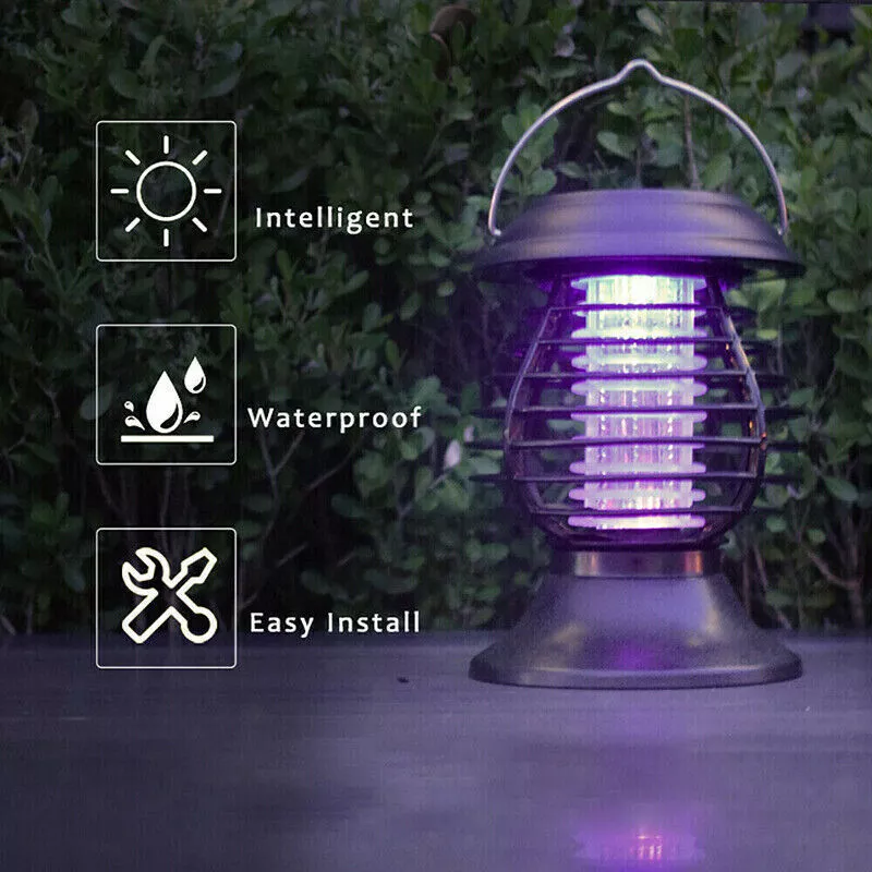 Home Garden Solar Mosquito Killer Lamp Light Fly Bug Zapper Killer Trap Lamp