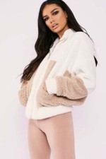 Sarah Ashcroft Cream Teddy Fur Oversized Jacket Uk 6 Rrp £49.99 Dh9 Mm 13