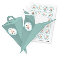 Itenga 24X GeschenktüTe 21Cm TüRkis Kinderwagen Mint Geburt Taufe Gastgeschenk