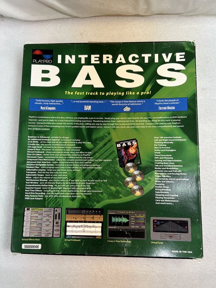 Interactive Bass Guitar PlayPro Beginner to Advance Plug Into PC Windows  - NEW! - Image 2 of 4