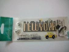 Crafts Stickers Jolee's New York Title City Scene Masks Cab Hat Cane Gloves Bus