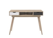 Image of Modern Oak Computer Desk Dressing Table 2 Drawer Bedroom Study Makeup Table