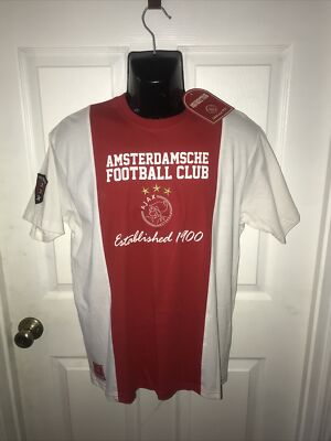 AJAX AMSTERDAM FOOTBALL COTTON TEE SHIRT JERSEY SIZE MEDIUM ADULT NEW!!!!!