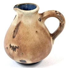 small ceramic pottery pitcher GOTEK COLONIA TOVAR Venezuela brown 2.75 inch