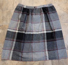 Vtg 60's 70's Blue Gray Plaid Skirt Union Made in USA Size 36