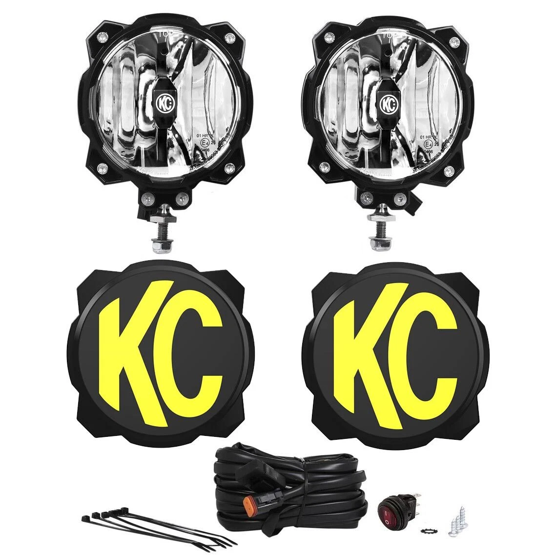 KC HiLiTES Pro6 6 inch LED Round Driving Beam Lights Pair w Harness