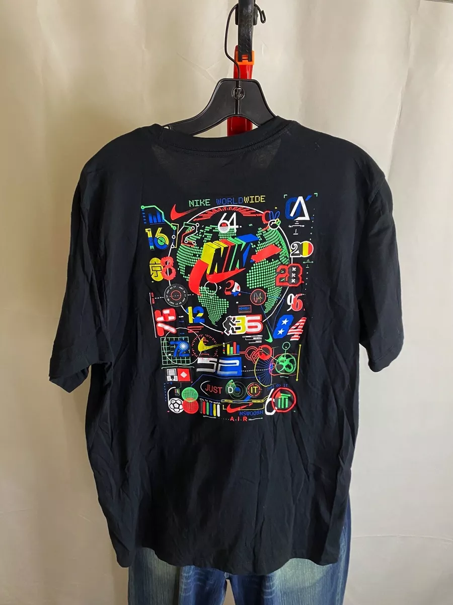 Nike Back Panel Colorful World Wide TEE T SHIRT Large L