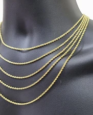 Solid 18k Yellow Gold Rope Chain Necklace 2mm 16-24 Inch Diamond Cut 18kt SALE