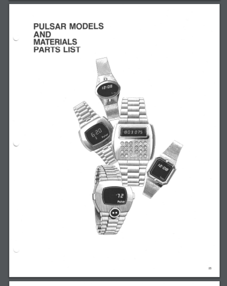 Pulsar Calculator watch Service and parts Manual 14 pages comb bound
