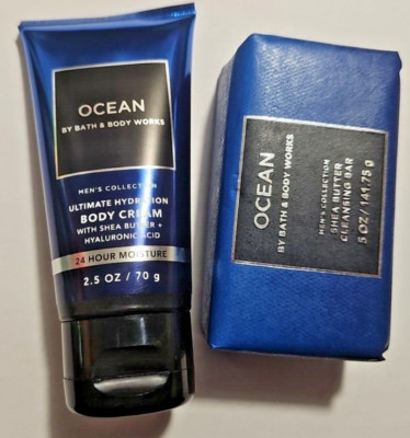 OCEAN Men's 2-pc Travel Set w/Cleansing Bar & Hydrating Body Cream