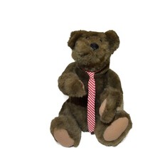 Vintage 1990  s Chocolate Brown 12  Teddy Bear Jointed Arms Legs necktie- Age 8 