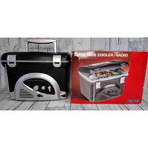 Rock Mini Cooler/Radio! Portable AM/FM Speaker-Battery Powered-6 Can. W/ Box!
