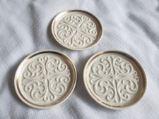 LN Vintage Set of 3 LENOX Cream Seville 4" Drink/Wine Coasters 24k Gold Trim