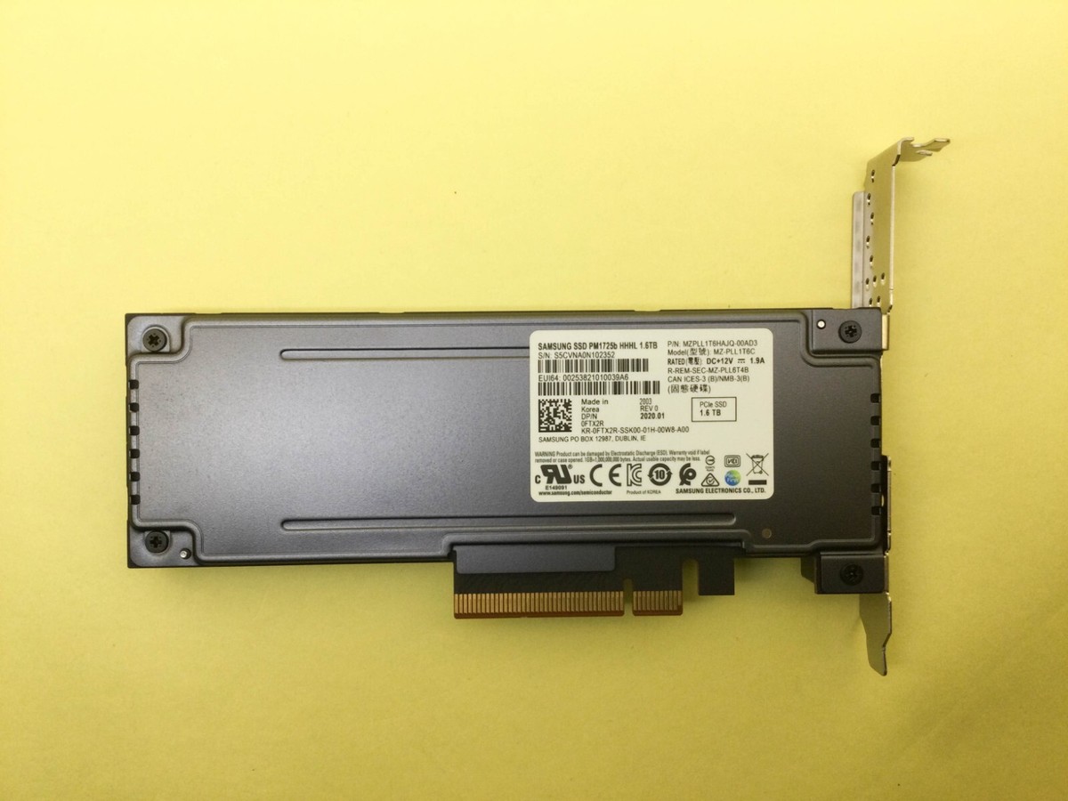 FTX2R Dell Samsung PM1725b Series 1.6TB NVMe PCIe HHHL SSD MZ 