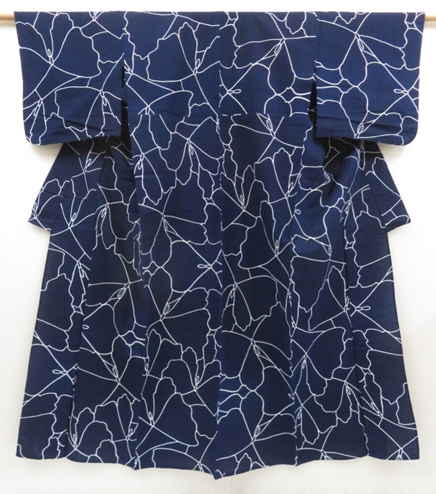 5309T01z480 Vintage Japanese Kimono Cotton YUKATA Butterfly Indigo