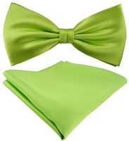 Seidenfliege + Tigertie Satin Einstecktuch In Uni HellgrüN - 100% Reine Seide
