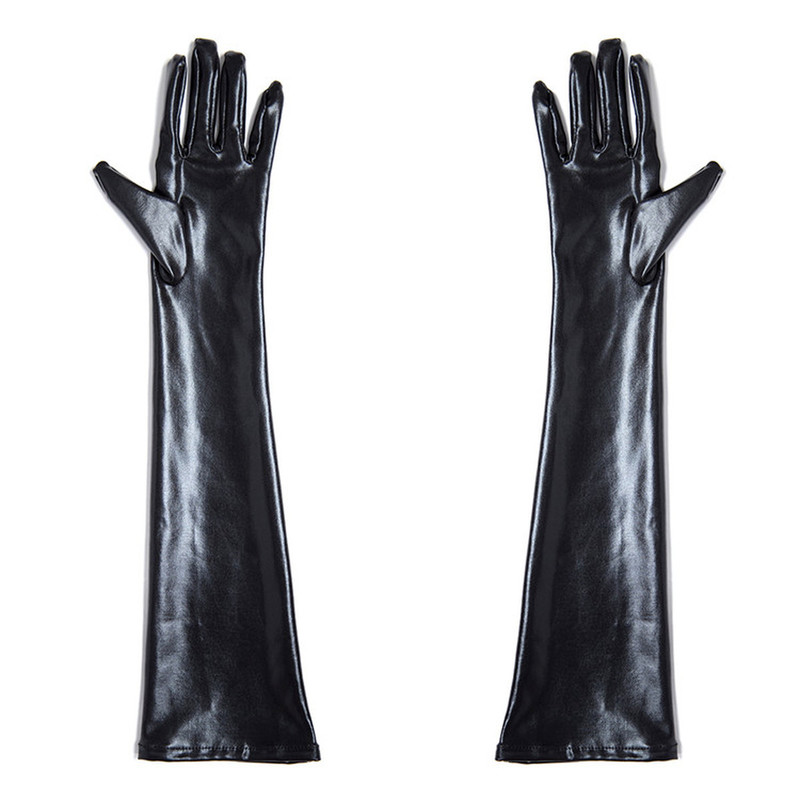 Patent Leather Wet Look Arm Length Gloves Opera Gloves Woman Roleplay Woman New