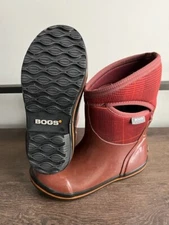 Bogs Plimsoll Prince of Wales Mid Plaid Brown Rain Snow Boots Waterproof sz 7