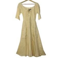 Reformation Yellow Gauze Tie Neckline Fit and Flare Midi Dress US 4