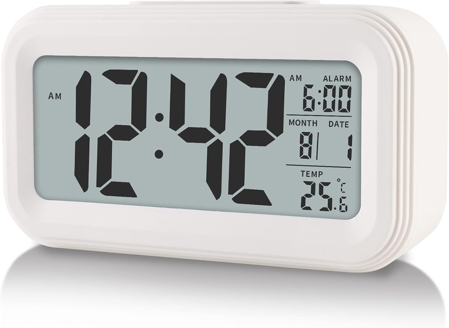 Digital Alarm Clock with Temperature Display, Battery Powered, Snooze, 12/24H Format