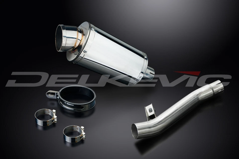 Suzuki GS500 E/F 1989-2009 Kit de silenciador de escape de acero inoxidable ovalado de 9" deslizable Foto 3 de 4