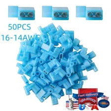 50pcs 16-14 AWG 90 Degree Nylon Flag Spade Female Insulated Terminals Connector