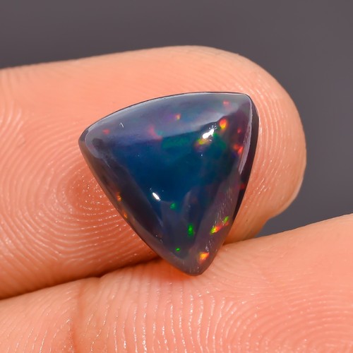 2 Ct Natural Black Ethiopian Opal Trillion Cabochon Loose Gemstone 11X11X5 mm - Picture 3 of 3