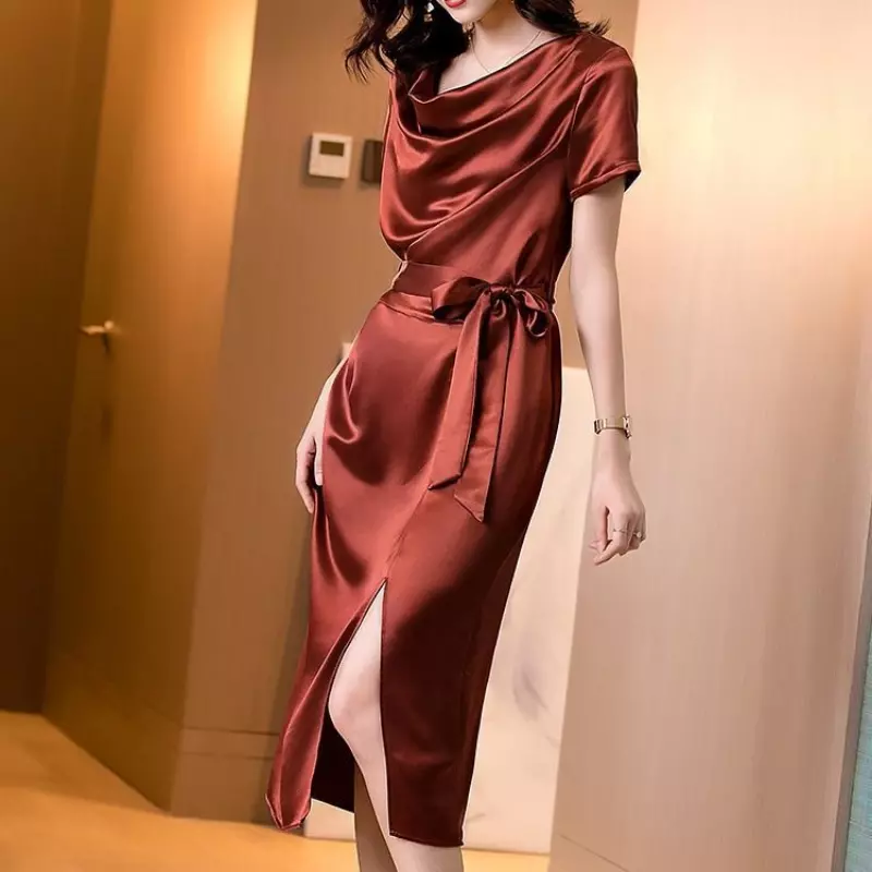 satin dress midi