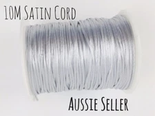 10m SILVER satin nylon cord 2mm DIY rattail jewellery beading string rope Craft