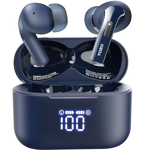 T20 Wireless Earbudstooth Headphones 48.5 Hrs Playtime with LED Digital Blue - Zdjęcie 5 z 7