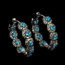 925 Sterling Silver Earrings Round Apatite Sapphire Natural Gemstone Jewelry