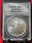 1990  American 1oz .999 Silver Eagle ASE Dollar ANACS MS 69               #T3191