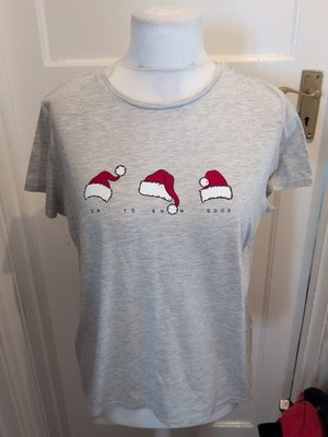 Damen T-Shirt Primark Größe M grau Nikolausmütze