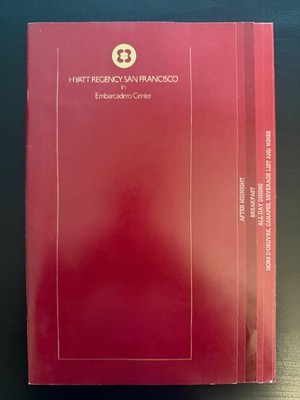 Vintage Hyatt Regency San Francisco Embarcadero Center Menu