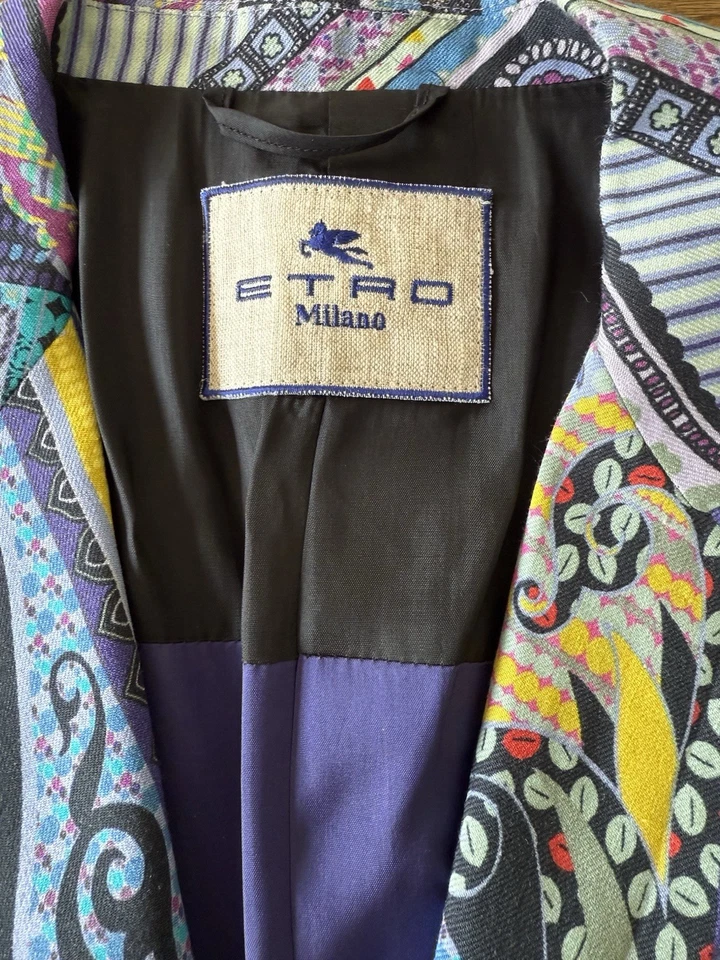 Blazer para mujer Etro Milano mezcla de lino cachemir púrpura talla L/XL Foto 2 de 4
