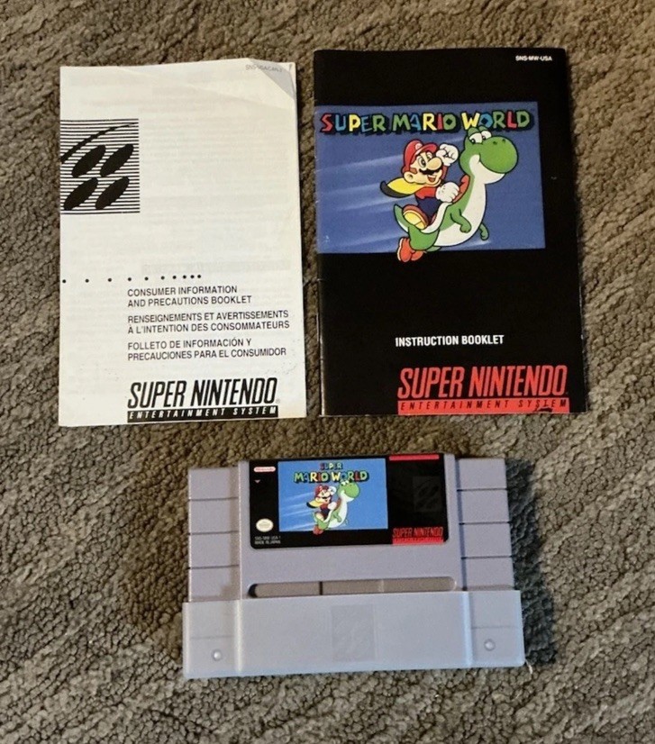Super Mario World (SNES, 1991) Authentic Tested Cartridge w/Instrucions