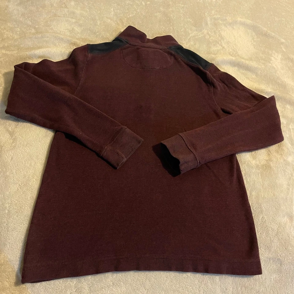 Suéter Pullover de Algodón Manga Larga A&J Calce Moderno Para Hombres Borgoña Cuarto Cremallera M Foto 2 de 4