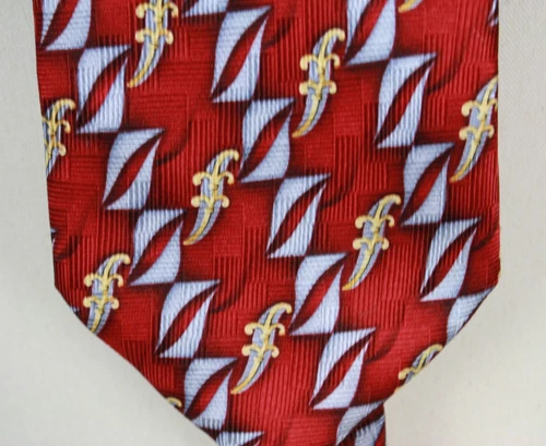 VILLA BULGHERI Made in Italy New Men's Neck Tie Red Geometric Club  All Silk image 2