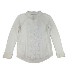 Talbots Womens Cable Knit Mock Neck Long Sleeve Pullover Sweater Cream M New Tag