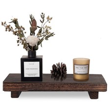 Small Wood Tray Pedestal Stand Farmhouse Bathroom Decor Decorative Wooden Ris...