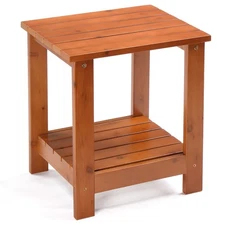 In/Outdoor Portable Wood Side Table Small Square Patio Weather Resistant Teak