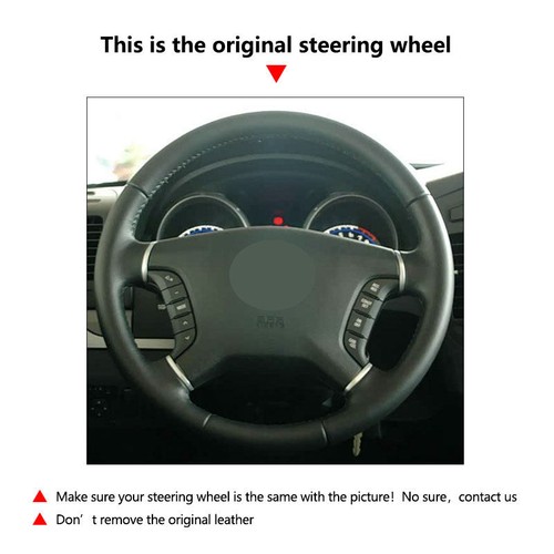 All Black Steering Wheel Cover For Mitsubishi Galant 2008 2009 2010 2011 2012 - Picture 8 of 9
