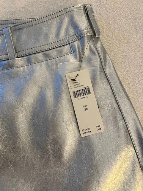 Pantalón corto Anthropologie MAEVE Colette plateado tiro alto pierna ancha talla 28 nuevo con etiquetas Foto 3 de 4